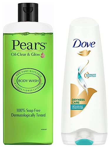 Pears Oil Clear and Glow Shower Gel, 250ml & Dove Dryness Care Conditioner, 180ml