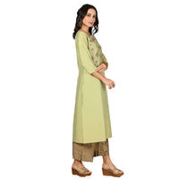 Kashish Women's  Viscose Embroidered Round Neck Straight Fit Kurta