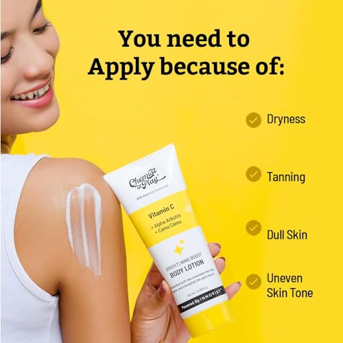 Chemist at Play Brightening Body Lotion with Ceramides | Alpha Arbutin, Camu Camu & Vitamin C | All Skin Types | For Bright, Moisturized & Glowing Skin | 200 ml