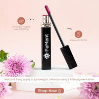 FeMent Clean Beauty Matte Liquid Lipstick For Women, Highly Pigmented, Long Lasting, TransferProof, Lip Makeup, Smudge Proof - 6.5 ML (SHOW OFF)
