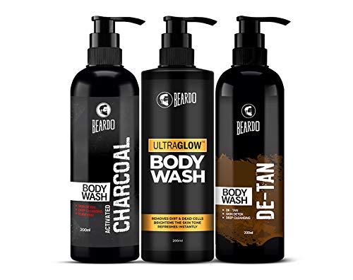 Beardo Ultimate Body Wash Combo| Ultraglow Bodywash, De-tan Bodywash, Activated Charcoal Bodywash| Body Wash for Men |Bodywash Combo for Men-250ml x 3