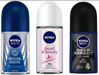 NIVEA Deodorant Roll-On Combo, Cool Kick, Pearl & Beauty, Deep Impact, 50 Ml Each Deodorant Roll-on - For Men & Women (150 ml, Pack of 3)