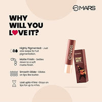 MARS Creamy Matte Long Lasting Lipstick for Women | Creamy Lipstick | Single Swipe Application | Smooth & Light Weight (3.2 gm) (12-Khoobsurat Kuchipudi)