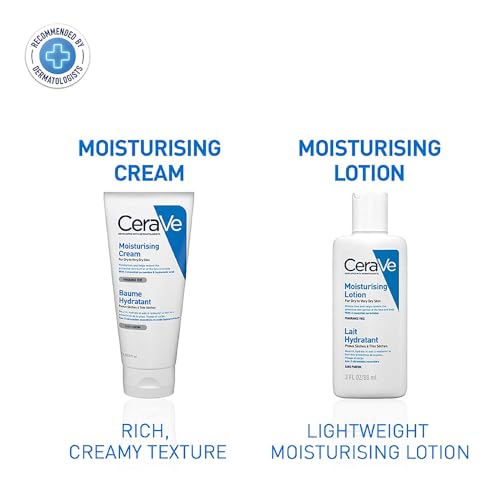 CeraVe Moisturizing Cream For Dry To Very Dry Skin (177ml) - Formulated with 3 Essential Ceramides And Hyaluronic Acid | Non-Comedogenic Moisturizer For Face and Body