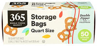365 Bag Storage Double Zipper Quart, 50 Count