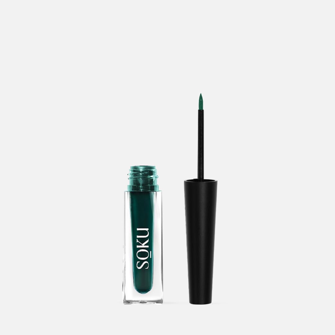 SOKU Eye Can See Intense Green Liquid Eyeliner | Long Lasting Up to 24 hours | Enriched with Castor Oil | Eyeliner Waterproof Smudge Proof (Instant Icon) - 2.5 ml