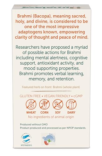 Himalaya Organic Bacopa (Brahmi) I For Mental Alertness I Improves Memory Score by 30%* I Supports Positive Mood I 100% Natural I 30 Veg Caplets