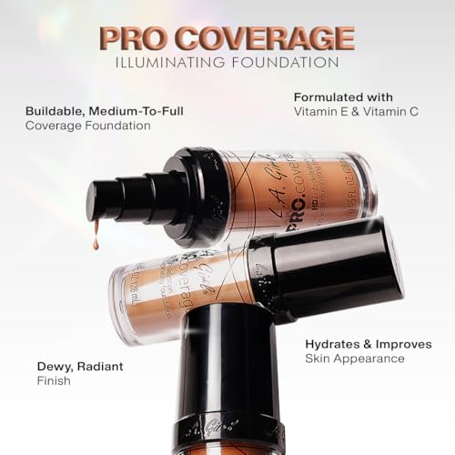 L.A GIRL-Pro Coverage Hd Matte Foundation-Warm Caramel|High Definition Foundation With Full Coverage|Lightweight Formula|Improves The Skin'S Appearance|Paraben-Free Formula|28Ml,Liquid