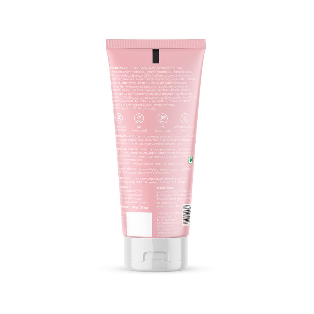 The Plant Fix Plix Spf 50+ Guava Glow Invisible Sunscreen For All Skin Type With Pa +++|For Uv A,Uv B&Blue Light Protection With Ceramides,Vitamin C&Hyaluronic Acid|No White Cast,Cruelty-Free|50 G
