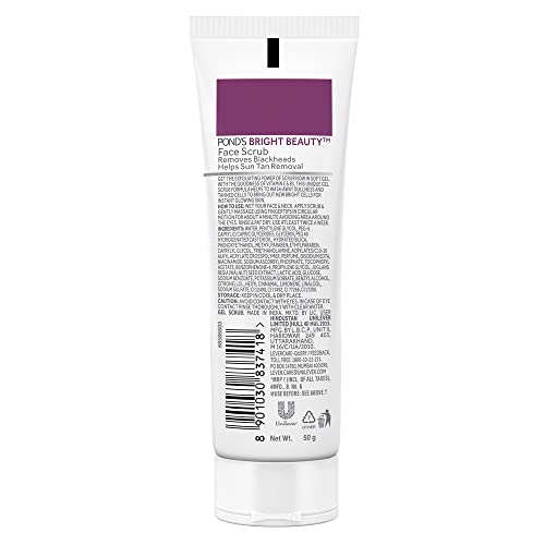POND'S Bright Beauty Face Scrub, Deep Clean But Mild On Skin, Exfoliate, Remove Blackheads & Sun Tan, Gel Scrub, Bright Glowing Skin, 50 g