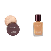 LAKMÉ Rose Natural Face Powder For Oily Skin, Soft Pink, 40G And Perfecting Liquid Foundation Medium Coverage, Coral, 27Ml