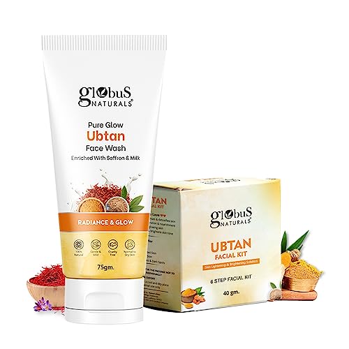 Globus Naturals Ubtan Face Wash & Facial Kit Combo, Skin Brightening Formula, For All Skin Types