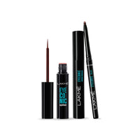Lakmé 9To5 Eyeconic Trio|Set Of 3 - Liquid Eyeiner 8.5Ml,Matte Kajal,Classic Brown,Kohl Liner In Twist Up Pencil - Waterproof,Smudge Proof & Long Lasting,0.35 G And Waterproof,Volume Mascara,8.5Ml