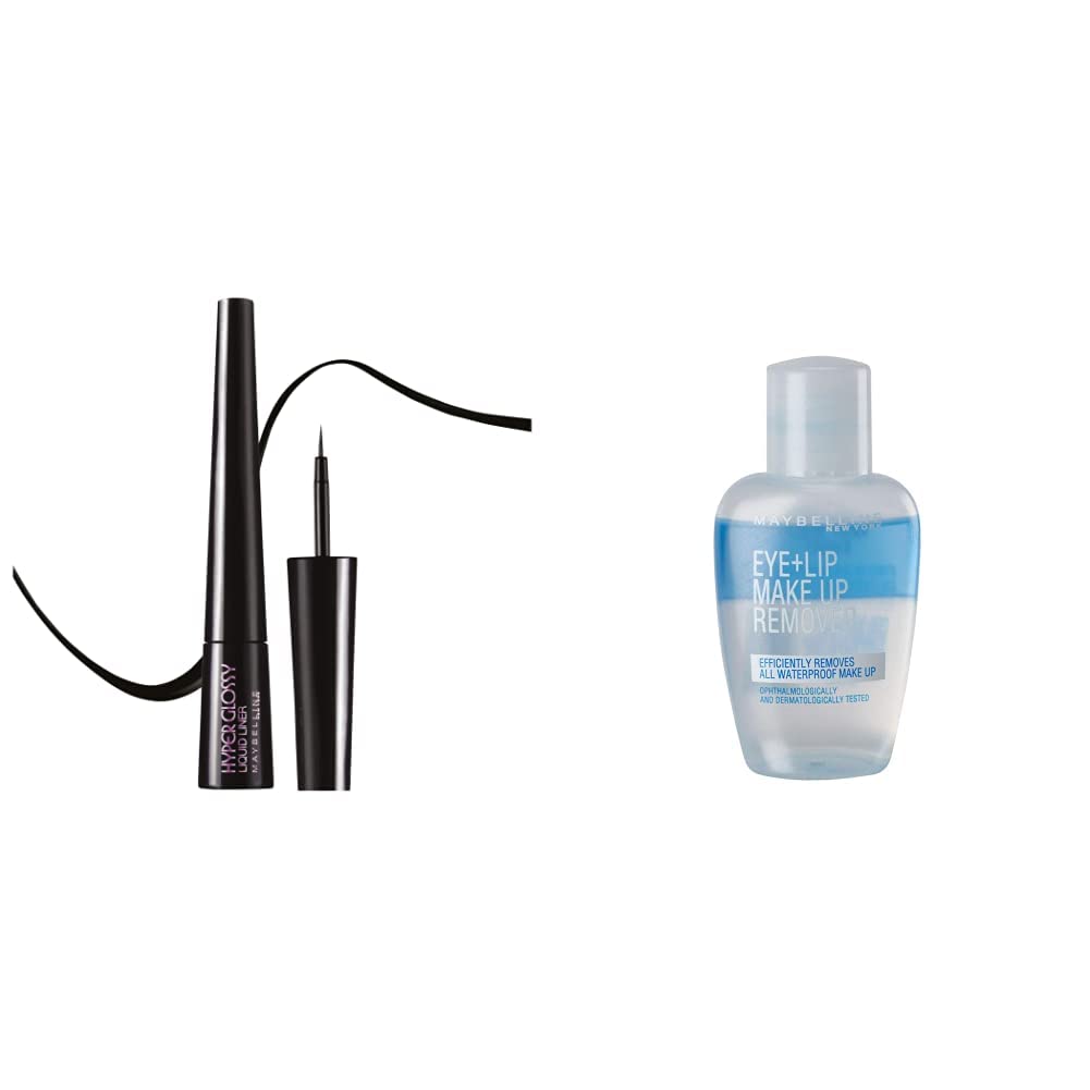 Maybelline Hyper Glossy Finish Liquid Liner, Black, 3g & Biphase Make-Up Remover, 40ml
