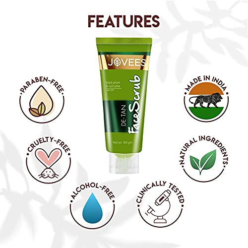 Jovees Herbal Face Care Combo | De-Tan Facewash 120ml, Scrub 100ml, Pack 100g, Lotion 60ml | Tan Removal