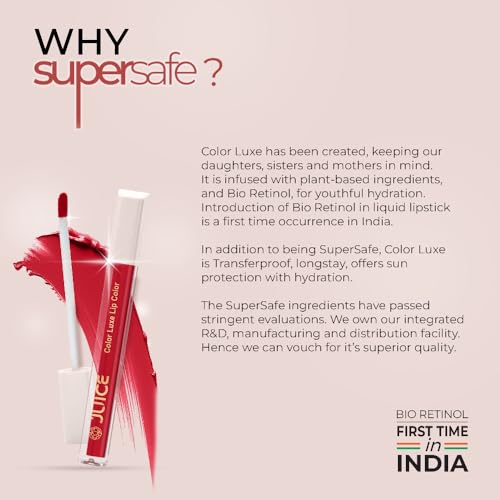 Juice Nude Sepia - M12 Kiss Sensation Lipstick & Yummy Pink - M13 Color Luxe Liquid Lipstick with Goodness of Bio Retinol, & SPF 15 UV Protection