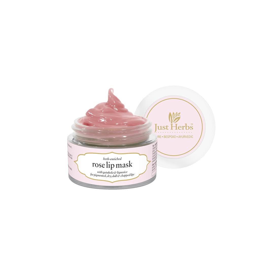 Just Herbs Ayurvedic Rose Lip Mask, Balm For Dark, Dry & Pigmented Lips - Vegan Lip Mask For 15gm & Just Herbs Tinted Lip Balm 4 g (Beetroot) Combo