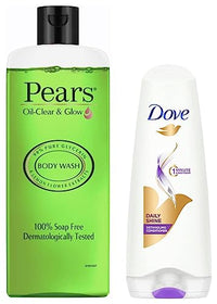 Pears Oil Clear and Glow Shower Gel, 250ml & Dove Daily Shine Conditioner, 180ml
