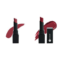 SUGAR Cosmetics - Longwear Matte Lipstick - 02 Red Rush (Red with Hints of Pink & SUGAR Cosmetics - Longwear Matte Lipstick - 09 Royal Redding (Dark Red) - 3.5 gms - Water-Resistant