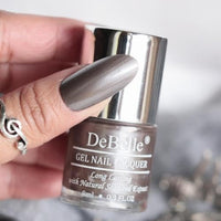 DeBelle Gel Nail Polish Polaris (Dark Metallic Grey Nail Paint)|Non UV - Gel Finish |Chip Resistant | Seaweed Enriched Formula| Long Lasting|Cruelty and Toxic Free| 8ml