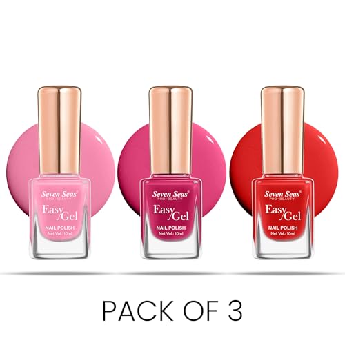 Seven Seas Easy Gel Nail Polish | Quick Dry Gel Nail Polish, Pack of 3 (Combo-05, 30ml)
