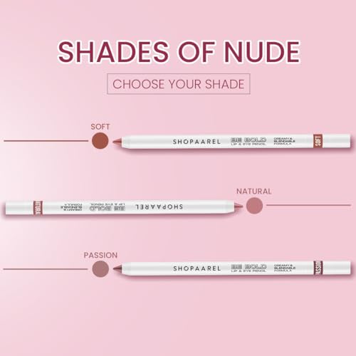 SHOPAAREL BE BOLD Lip & Eye Pencil, 2-in-1 Lip & Eye Liner, Creamy & Blendable, Lip Liner, Built-In Sharpener, Matte Finish, Eye Liner, Intense Pigment, Smudge-Proof, Long Lasting-0.4 Gm, Rish
