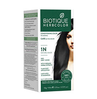 Biotique Herbcolor Conditioning Hair Colour l Ammonia Free Hair Color l 9 Organic Herbal Extracts l Natural and Healthy Shine l 50g + 110ml| Natural Black 1N (Pack of 1)