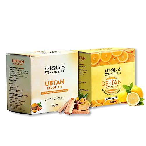 Globus Naturals Facial Kit Combo-Skin Lightening Ubtan & Tan Removal De-Tan Facial Kit, For All Skin Types