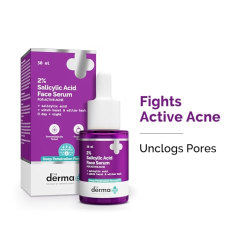 The Derma Co 2% Salicylic Acid Face Serum | Reduces acne & blackheads | Tightens pores | Exfoliates & soothes inflammation | 30 ml