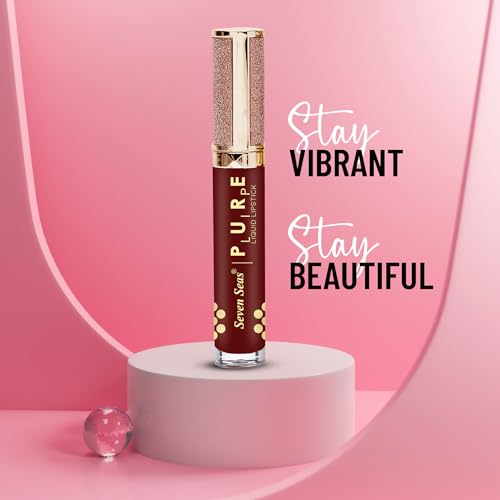Seven Seas Pure Liquid Lipstick, Matte Finish, Purple (Monza, 7ml)