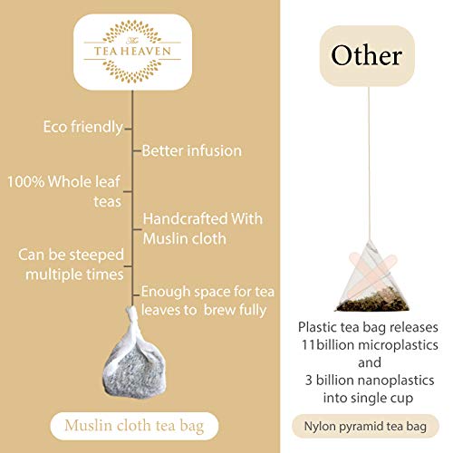 The Tea Heaven | Lavender Tea 17 Muslin Cloth Tea Bags (16+1 Sample) | Stress Relief Wellness Tea | Promotes Better Sleep - 100% Organic Natural Whole Leaf Herbal Tea Gift Pack Hamper