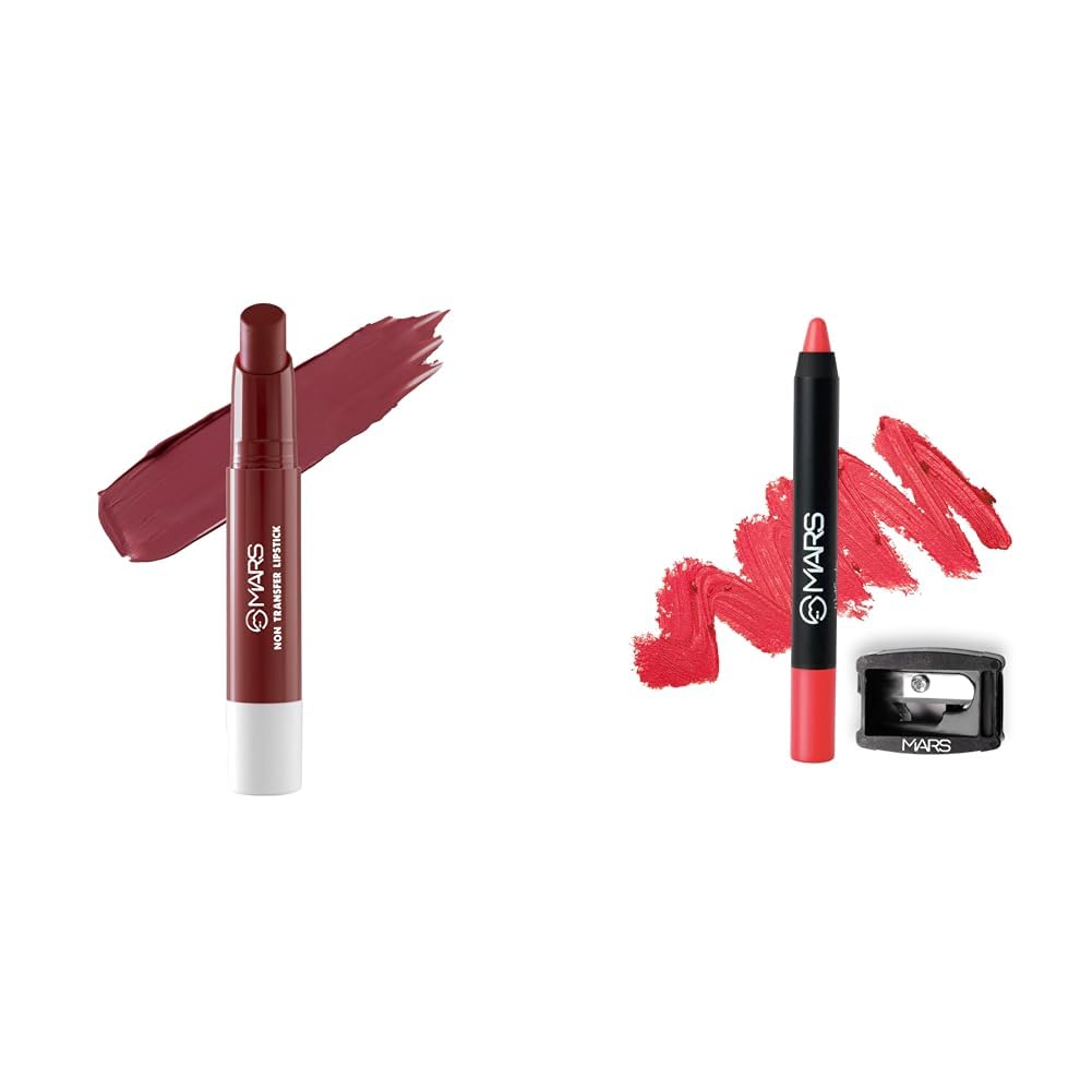 MARS Matte Super Stay Lipstick Lipstick for Women (2.6 gm) (13-DESTINY) Long Lasting Crayon Lipstick up to 12 Hours Stay (3.5 gm) (06-I Won't Give up)