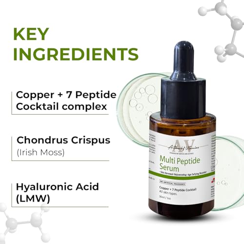 ACTIHERBZ vitamins Multi Peptide Serum for Face | Boost collagen for Anti-Aging, Wrinkles & Fine lines | Peptide Complex with Hyaluronic Acid | Glowing, Youthful Skin – 30ml