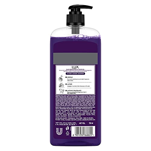 Lux Body Wash Fragrant Skin Black Orchid Scent & Juniper Oil Supersaver Xl Pump Bottle With Long Lasting Fragrance, Glycerine, Paraben Free, Extra Foam, 750 Ml