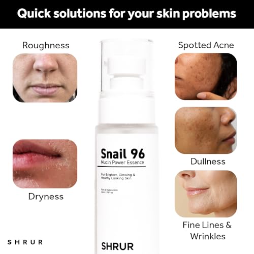 Shrur Snail Mucin 96 Power Repairing Essence, Hydrating Serum for Face, formulated with Snail Secretion Filtrate to Address Dull Skin & Fine Lines Korean Skincare - 50 ml