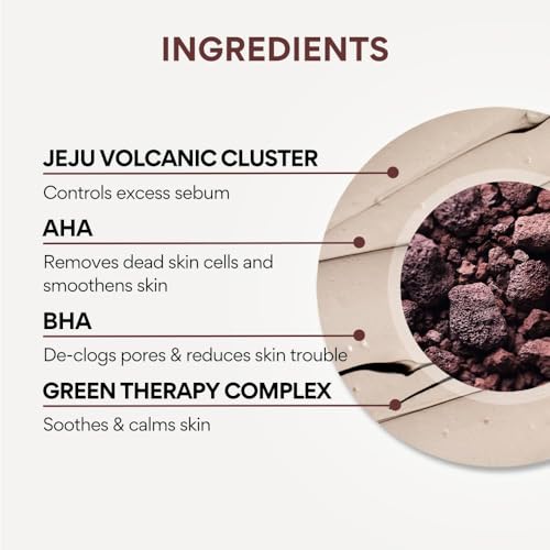 Innisfree Super Volcanic Pore Clay Mask 100ml |De-Tan Face Pack for Brightening | Oil Control & Deep Cleansing | Blackhead Removal, Triple Exfoliation with Volcanic Clusters & AHA |Korean Skincare