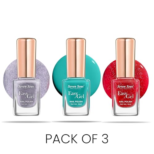 Seven Seas Easy Gel Nail Polish | Quick Dry Gel Nail Polish, Pack of 3 (Combo-16, 30ml)