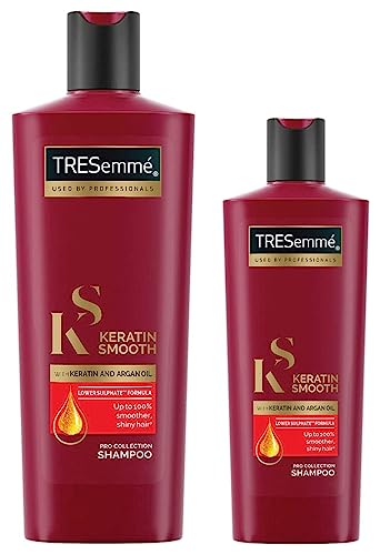 TRESemme Keratin Smooth Shampoo 340 ml & Smooth Shampoo, With Keratin And Argan Oil For Straighter, Smoother And Shinier Hair, 185 ml
