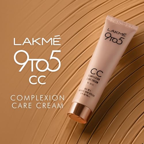LAKMÉ 9 To 5 CC Cream, 01 - Beige, Light Face Makeup With Natural Coverage, SPF 30 - Tinted Moisturizer To Brighten Skin, Conceal Dark Spots, 30g (Pack of 2)