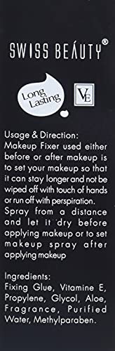 Swiss Beauty Long Lasting Misty Finish Professional Makeup Fixer Spray For Face Makeup | With Aloe Vera And Vitamin- E | Light Weight, Quick Dry Makeup Setting Spray |70 Ml| (Pack of 2)