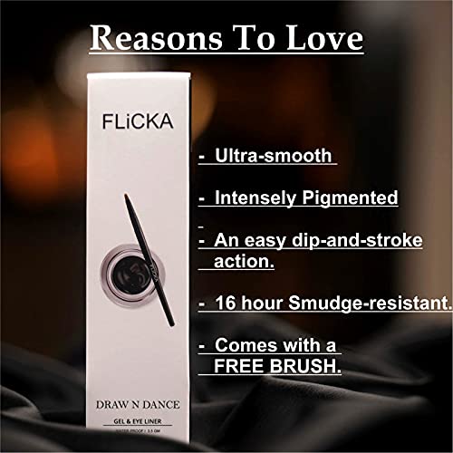 FLiCKA FLiCKA - Draw N Dance Gel Eyeliner| Smudge Proof & Water-Resistant |Easy Dip & Stroke|Lasts Upto 16Hrs l Matte Eyeliner For Women, 5g