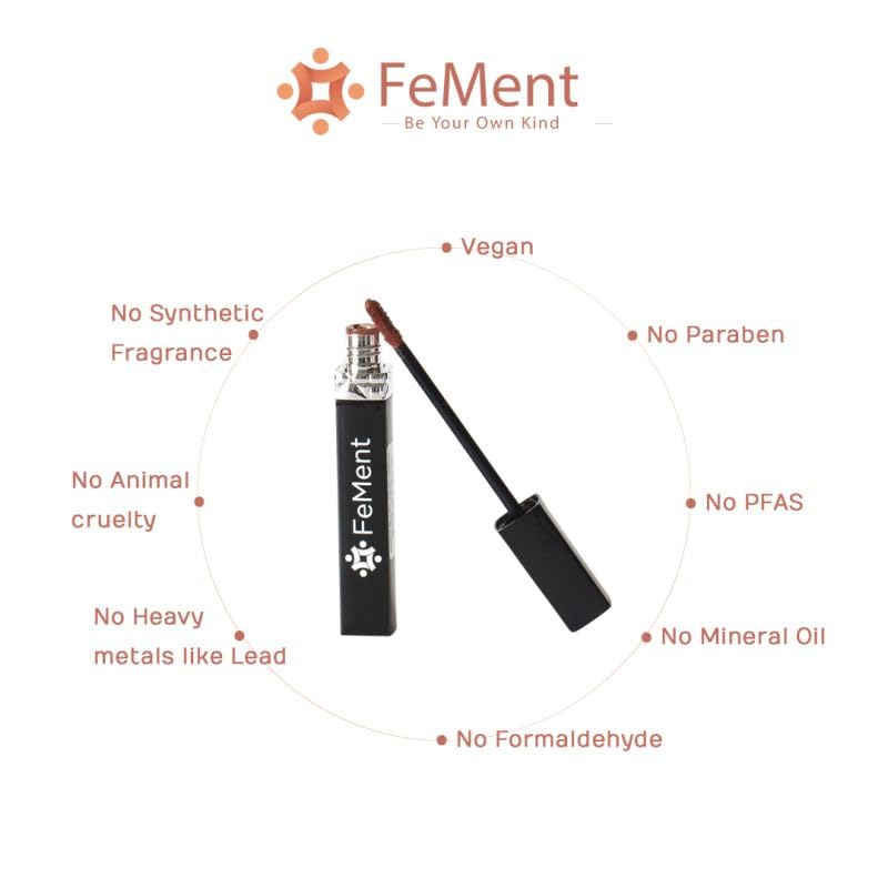FeMent Clean Beauty Matte Liquid Lipstick For Women, Highly Pigmented, Long Lasting, TransferProof, Lip Makeup, Smudge Proof - 6.5 ML (PEACE)