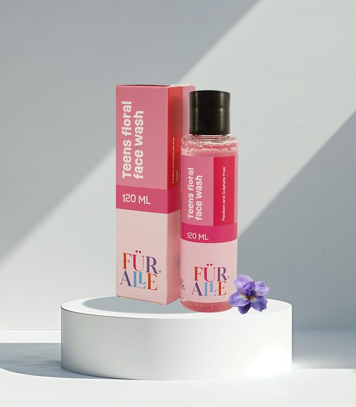FurAlle Teens Floral Face Wash 120ml | Enriched with Aloe Vera, Purple Orchid, Oats & Avocado | Gentle Daily Cleanser for Boys & Girls | Fresh & Clean Skincare for Boys & Girls