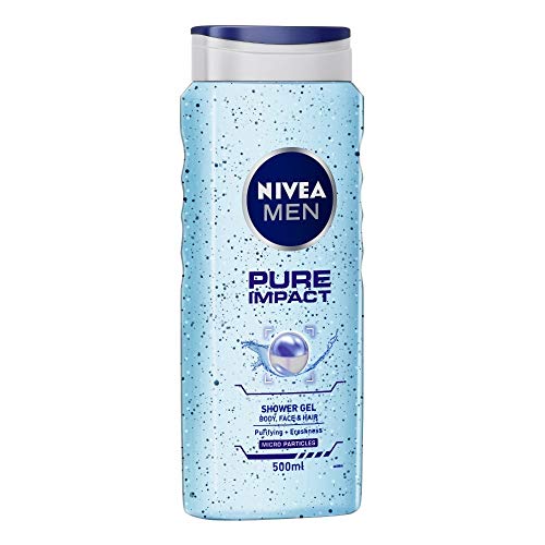 NIVEA Men Pure Impact Shower Gel, 500ml, Hair, Face & Body Wash And NIVEA Men Deodorant Roll-On, Fresh Active Original, 50ml