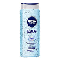NIVEA Men Pure Impact Shower Gel, 500ml, Hair, Face & Body Wash And NIVEA Men Deodorant Roll-On, Fresh Active Original, 50ml