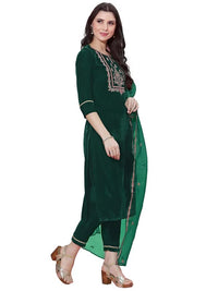 SIRIL Women's  Velvet Embroidery Straight Kurta Set with Dupatta