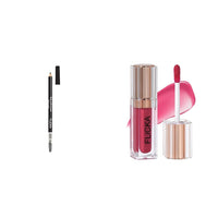 FLiCKA Rule With Brows Eyebrow Pencil, With Spoolie, Longlasting and Naturallooking Results, Define & Blend Brow Pencil, Black, 1.2g Shimmery Affair Lip Gloss 6 Gin Baby Pink 5ml