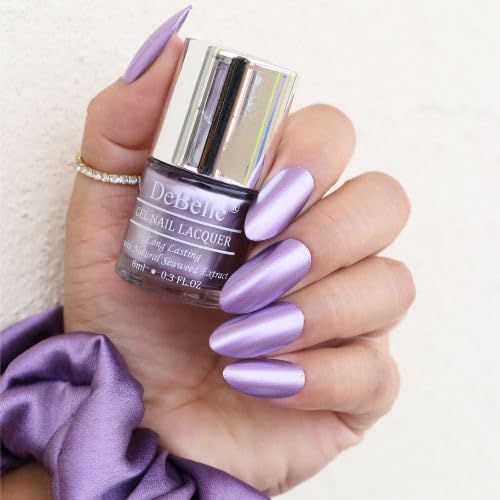 DeBelle Gel Nail Polish Chrome Wine(Metallic Violet Nail Paint)|Non UV - Gel Finish |Chip Resistant | Seaweed Enriched Formula| Long Lasting|Cruelty and Toxic Free| 8ml