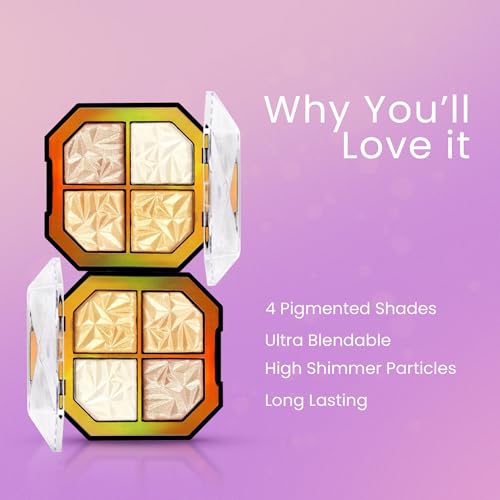 Seven Seas Moon Face Shimmery Highlighter & Eyeshadow Palette | Highly blend-able | Highlighter Palette For Women (Multicolor 02, 12g)