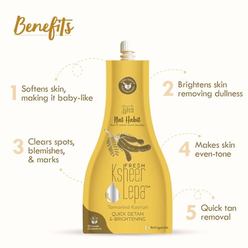Nat Habit Ready-To-Apply Henna Paste & Tamarind Kasturi Lepa - Face Pack The Perfect Choice For Deep Conditioning with Rich Dark Brown Color, Skin Care And Hair Growth Boost